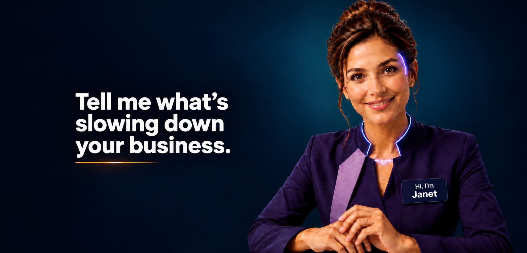 Janet AI concierge with headline: Tell me what is slowing down your business